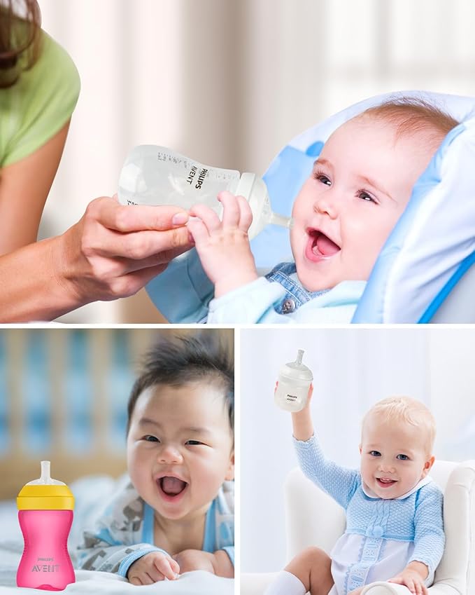 Sippy Straw Cup Nipples for Philips Avent Natural Baby Bottles, My Grippy Spout Sippy Cup and Natural Trainer Sippy Cup, Soft 100% Silicone Sippy Spout Nipples, 8m+, 4 Count