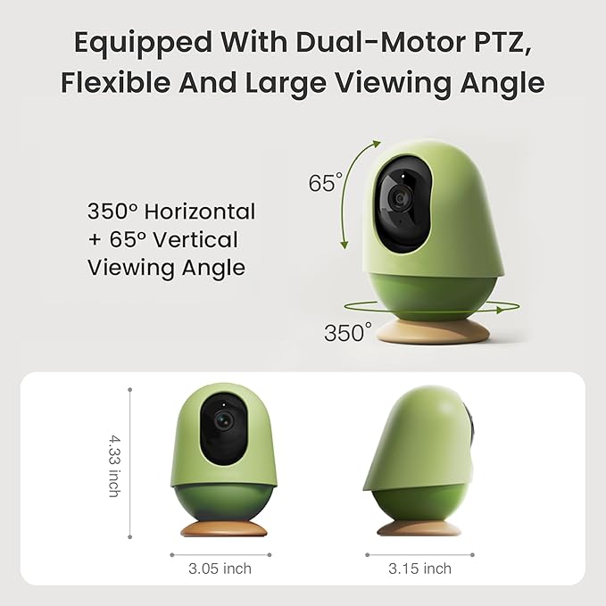 Monai Baby Monitor with Camera and Audio, 3K UHD, 6X Zoom, WiFi Video Monitor for Room or Travel, Pan 350° Tilt 65°, AI Cry Detection, Virtual Fence, Face-Cover Alerts, Sleep Monitoring, Night Vision
