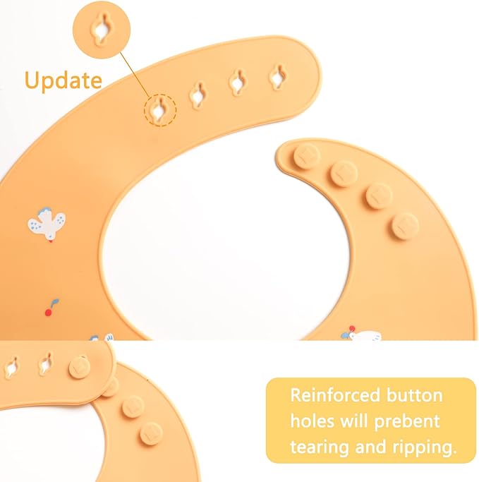 YINGJEE Baby Silicone Feeding Bibs, 3pcs Adjustable Waterproof Bibs for Feeding