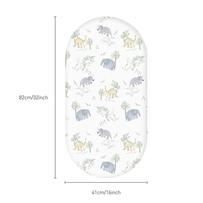 Gllquen Baby Bassinet Sheets Set 2-Pack, Breathable Cozy Bassinet Fitted Sheet Universal Fit Standard Mattress Oval Rectangle Cradle Baby Sheets for Baby Boy Girls Unisex 32"x16"(Elephant)