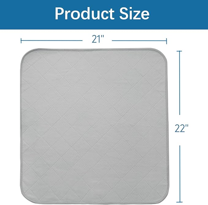 Waterproof Chair Pads for Incontinence Washable 22'' x 21'', 4 Pack Absorbent Seat Protector Underpads for Adults, Elderly, Kids, Toddler and Pets, Grey and Navy