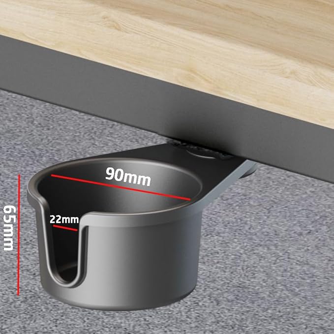 360° Rotating Under Table Desk Cup Holder Cup & Pen Holder Mount Inner Diameter 90mm/9cm (Assembly is Required)