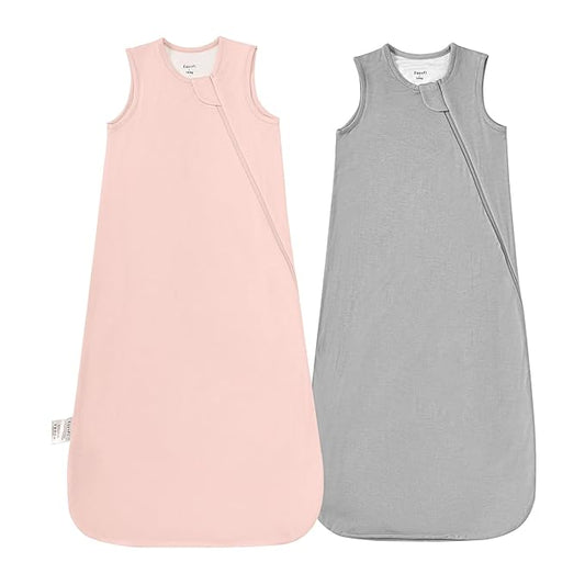 Supersoft Rayon Made from Bamboo Sleep Sack 18-24 Months 1.0 Tog Toddler Sleep Sack 2t Baby Wearable Blanket with 2-Way Zipper Unisex Sleeping Bag for Babies All-year-around (2 Pack) Pink & Gray