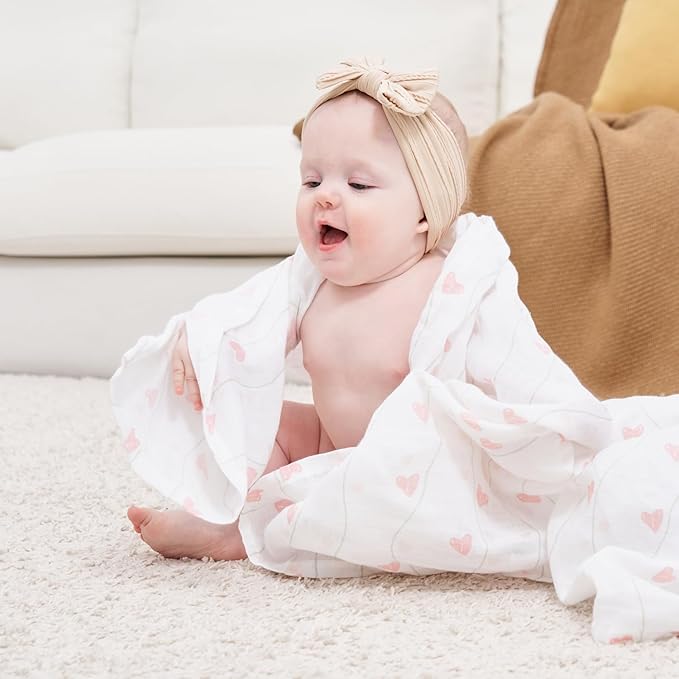 Little Grape Land Muslin Swaddle Blankets 47''x47'' 3 Pack, 100% Cotton Large Size Baby Swaddles for Newborn, Soft Breathable Baby Blankets for Newborns, Daliah
