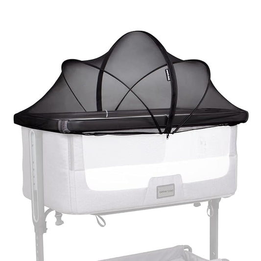 Beberoad Love Bassinet Mosquito Net Cover - Breathable Mesh Canopy with 2-Way Zipper for Baby Cribs, Bedside Sleepers & Travel Cribs (Black)