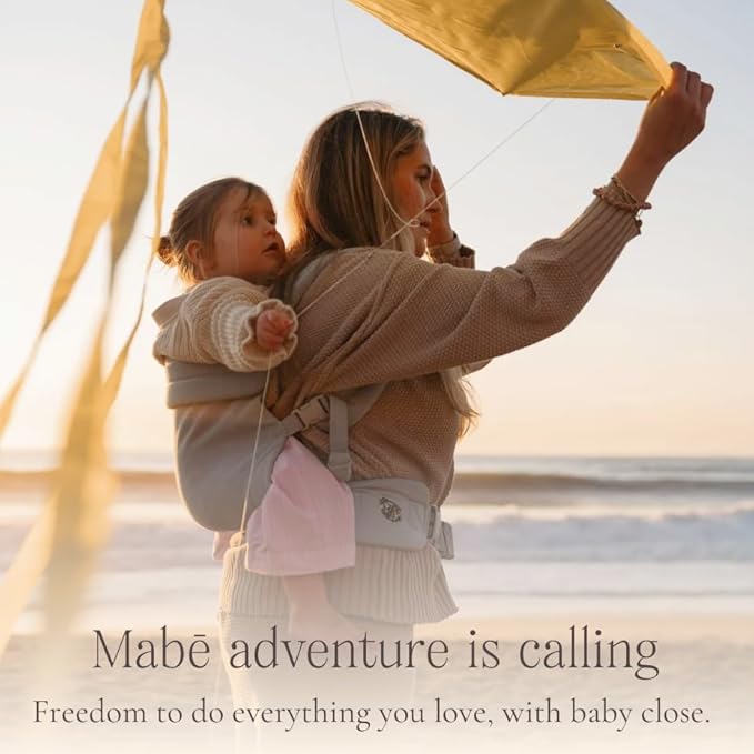 Mabē Monarch Ergonomic Baby Carrier – Premium Cotton Soft Structured Newborn to Toddler Carrier with Hip-Healthy Design, 3 Carry Positions (7-35lbs), Lightweight & Breathable, (Dream Wash Denim)
