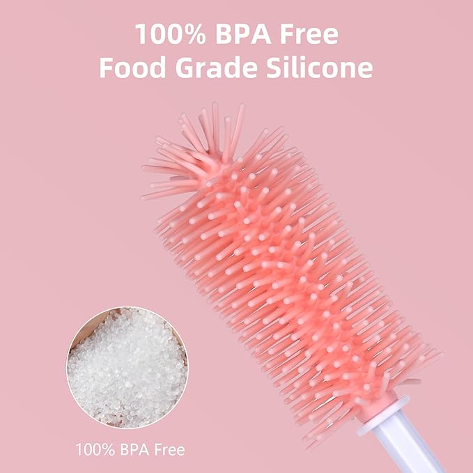GUARDIX Silicone Bottle Cleaning Brush,Baby Travel Essential Bottle Brush Set, 3 in 1 Silicone Brush, Nipple Brush, Straw Brush