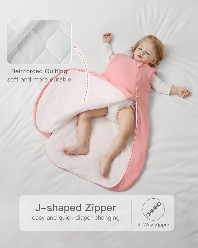 usbettas 1.0 Tog 2.5 Tog Baby Sleep Sack, 100% Cotton Baby Sleeping Bag 3-24M, 2-Way Zipper Baby Wearable Blanket