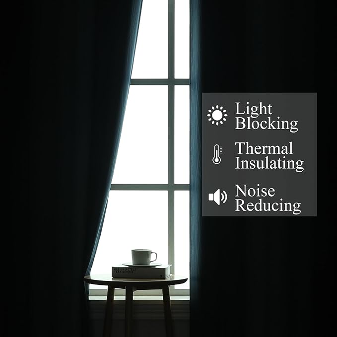 Estelar Textiler Black and Navy Blue Gradient Blackout Curtains for Bedroom 96 Inch Length, Thermal Insulated Ombre Drapes, Full Light Blocking Energy Saving Curtains for Living Room,52Wx96L,2 Panels