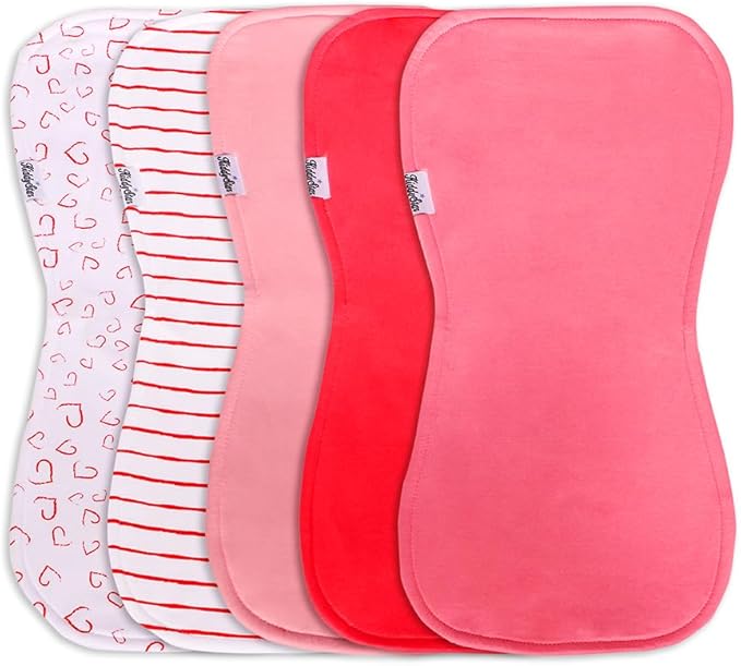 KiddyStar 5-Pack Organic Cotton Burp Cloths – Large, Ultra-Soft 3-Layer Towels for Burping, Shoulder & Hand Use, Highly Absorbent