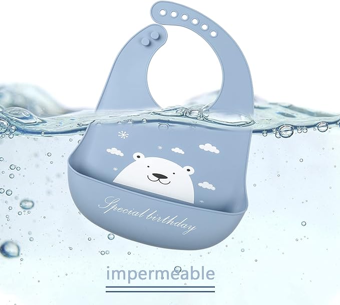 YINGJEE Baby Silicone Feeding Bibs, 3pcs Adjustable Waterproof Bibs for Feeding