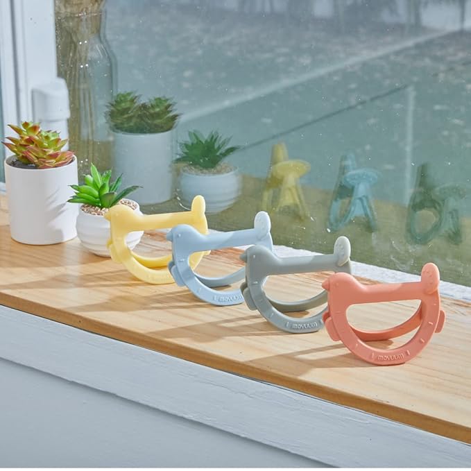 Moyuum Silicone Swing Bird Teether Toy | Made in Korea, Provides Teething Relief, Wrist Teether is Easy to Grip, Designed to Rock, Babies 3+ Months