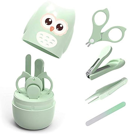 Baby Nail Kit 4 in 1 Cartoon Portable Safe Baby Nail Clippers Set with Cute Owl Case for Newborn, Infant, Toddler