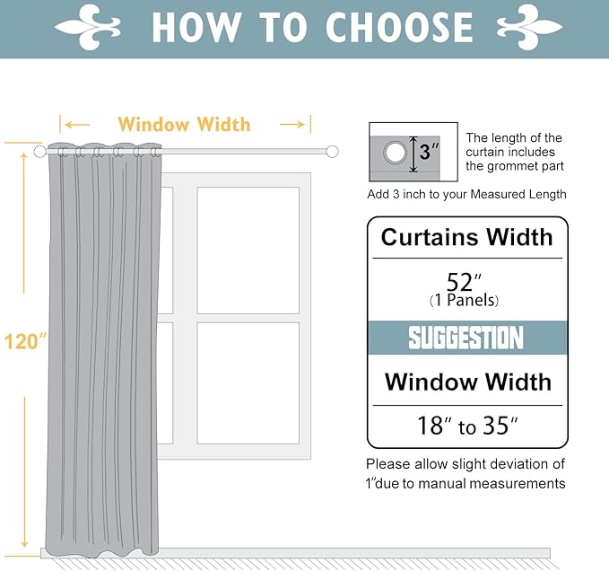 ChrisDowa Blackout Curtains 120 Inches Long for Living Room, Grommet Thermal Insulated Room Darkening Curtains for Bedroom (1 Panel Set, Grey, 52 x 120 Inch)