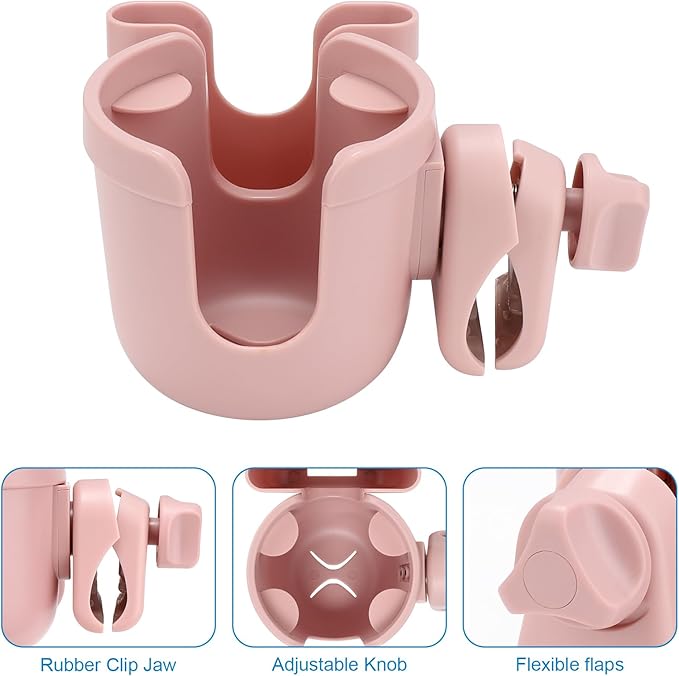 Accmor Stroller Cup Holder with Hook, Bike Cup Holder, Universal Cup Holder for Uppababy Nuna Doona Strollers, 2-in-1 Cup Phone Holder for Stroller, Bike, Wheelchair, Walker, Scooter