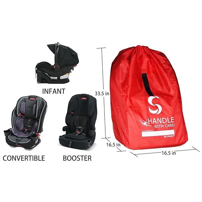 Car Seat Travel Bag for Airplane - Fits Convertible Car Seats, Infant carriers & Booster Seats, Black-Upgrade