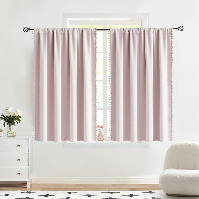 Treatmentex Blackout Window Curtains for Bedroom Pink Girls Room Curtains 54" Length Thermal Insulated Curtain Panels 52" W x 54" L 2 pcs Rod Pocket