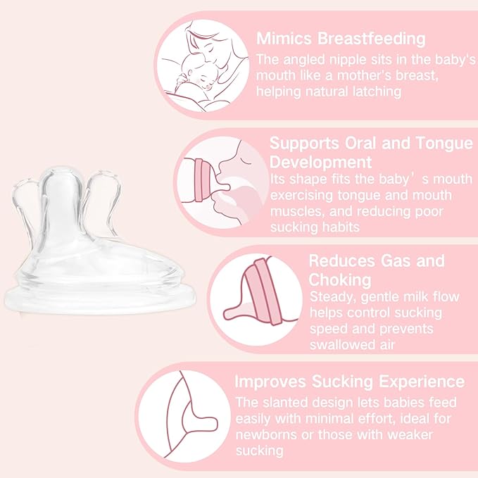 COMI Natural Glass Baby Bottles for Breastfeeding Babies,Newborn Anti-Colic Baby Bottle Set with Slow Flow Nipple,0-3 Months,BPA-Free,6 oz,2 Pack