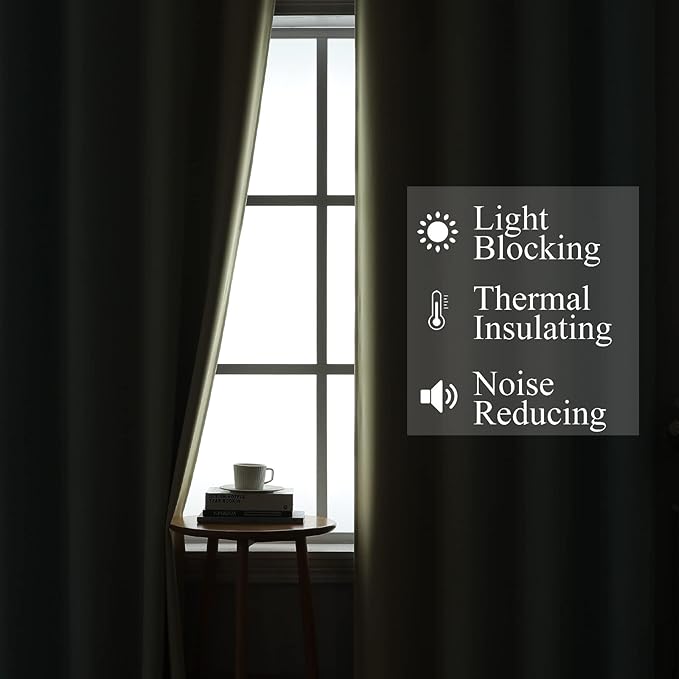 Estelar Textiler Beige and Aqua Blackout Curtains for Bedroom, Thermal Insulated Drapes 108 Inches Long, Full Light Blocking Energy Saving Long Curtains for Living Room, 52Wx108L, 2 Panels