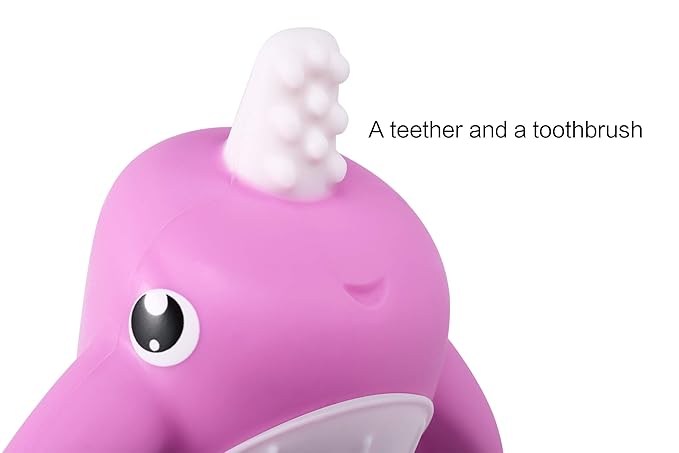 Smily Mia Narwhal Silicone Baby Teething Toys for 3-6 6-12 Months, Teething Relief Toys, Food Grade Silicone Teether Baby Toys, Sensory Toys for Teething Babies, Baby Essential, BPA Free, Purple