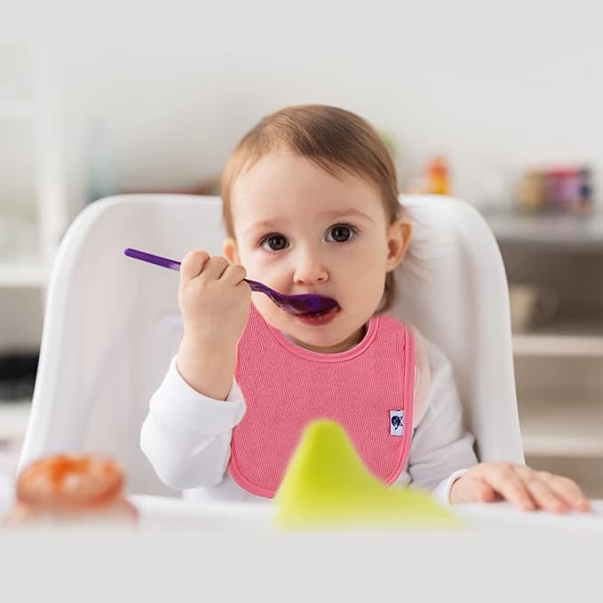 Nvatorfox 12 Pack Terry Drool Cotton Bibs, Unisex Baby Bibs with Fiber Filling Waterproof for Feeding, Teething, Drooling