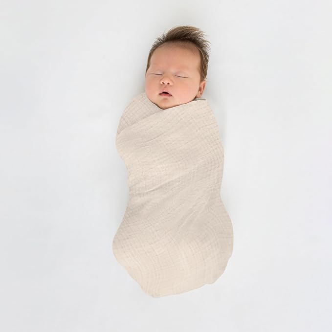 SwaddleDesigns Cotton Muslin Swaddle Blankets for Baby Boy & Baby Girl, Set of 4, Neutral Receiving Blankets for Newborn, Baby Registry & Gift, 46x46 inches, Coastal