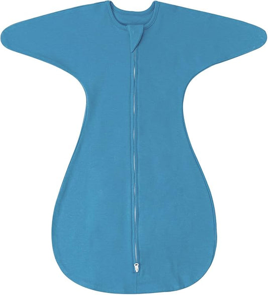 ZIGJOY Baby Transitional Swaddles for Newborns: 0.5 Tog Arms Up Sleep Sack 3-6-12 Months Soft Cotton Shark Fin 2 Way Zipper
