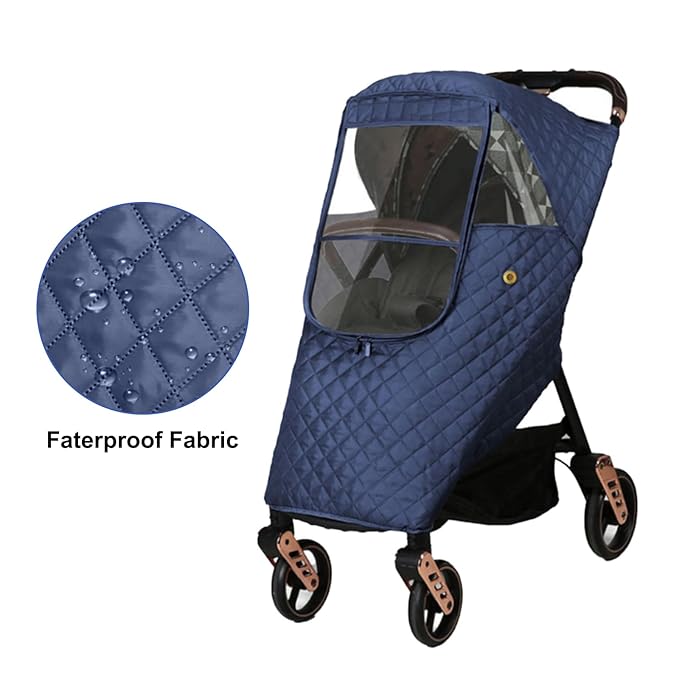 Universal Stroller Rain Cover Winter Pram Buggy Rain Shield Waterproof Windproof Quilted Travel Weather Cover for Baby Stroller Pushchair