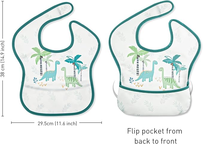 CIVARUA KIDS 3-Pack Waterproof Baby Bibs for Eating - Mess Proof Lightweight Toddler Feeding Bibs with Large Food Catcher