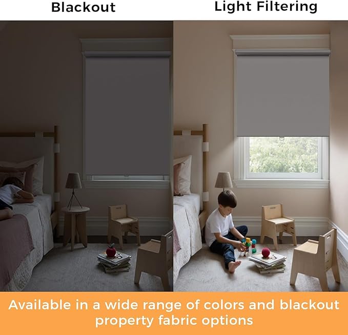 Cordless Roller Shades Blackout Blinds for Windows Room Darkening Rolled Up Shades with Spring System, UV Protection Window Shades Door Blinds for Home and Office (White, 70" W x 72" H)