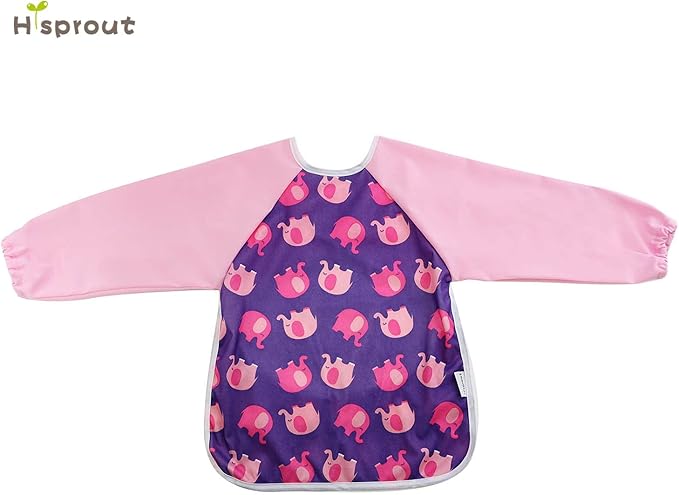 Hi Sprout Infant Toddler Baby Waterproof Sleeved Bib, Bib with Sleeves&Pocket, 6-24 Months