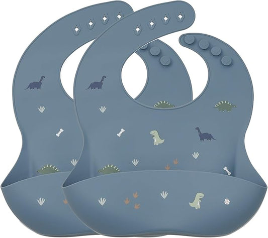 noüka Baby Feeding Bib | 100% Food-Grade Silicone | Comes With A Deep Pocket | Mess Proof & Soft | Dishwasher Friendly