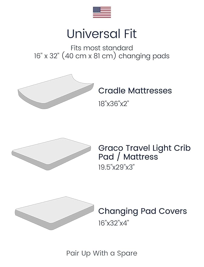 TotAha Changing Pad Cover, Buttery Soft Diaper Changing Pad Covers for Girls Boys, Super Stretchy Jersey Knit Changing Table Covers, 5'' Deep Pocket, 2 Pack