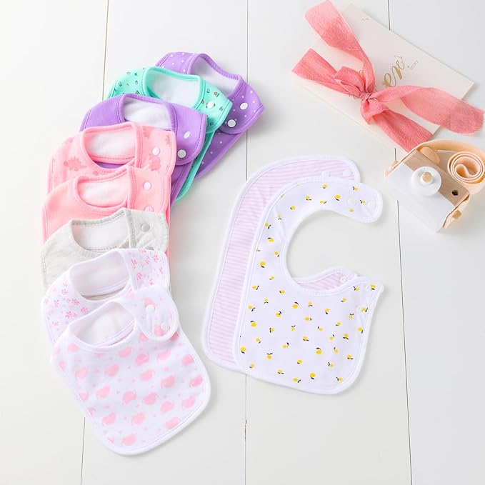 Hakochia Waterproof Baby Bibs Organic Cotton Super Soft and Absorbent With Adjustable Snap for Baby Boys and Girls