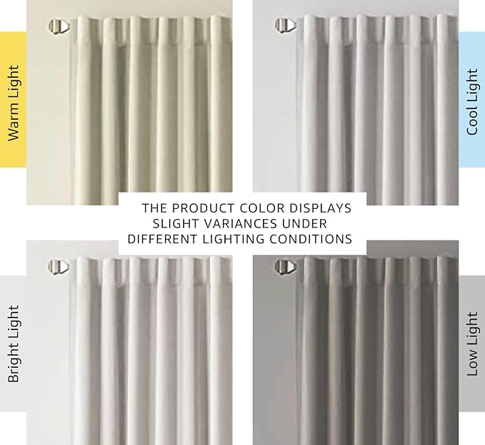 H.VERSAILTEX 100% Blackout Curtains for Bedroom with Black Liner Full Room Darkening Curtains 96 Inch Long Thermal Insulated Back Tab/Rod Pocket Window Drapes for Living Room, 2 Panels, Pumice Stone