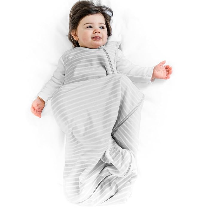 Woolino Merino Wool and Organic Cotton Baby Sleep Bag - 4 Season Classic Sleep Sack - Two-Way Zipper Sleeping Bag for Toddler - 18-36 Months - Birch Gray
