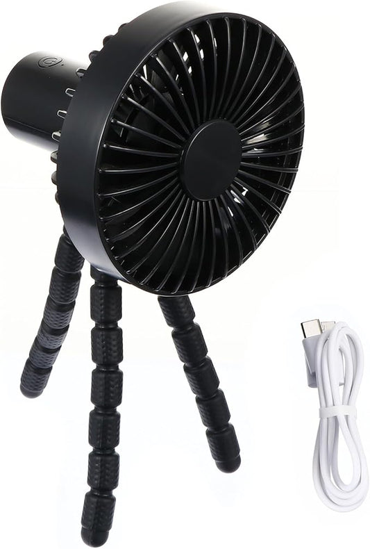 VICASKY Portable Mini Clip-on Stroller Fan for Babies, USB Rechargeable Quiet Handheld Cooling Air Cooler, Black, Suitable for Outdoor Travel and Office Use