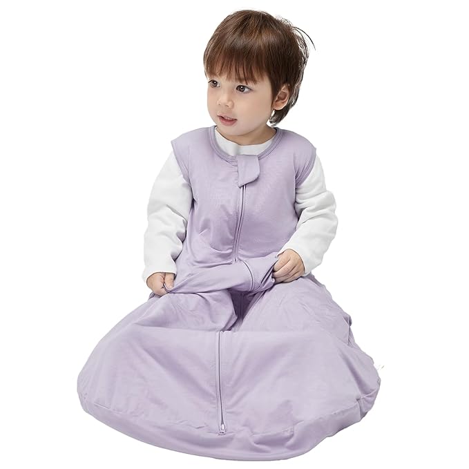 Duomiaomiao 2 Pack Buttery Soft Rayon Made from Bamboo Baby Sleep Sack 0-6 Months 1.0 TOG, Premium Baby Sleeping Bag 2-Way Zipper for Babies