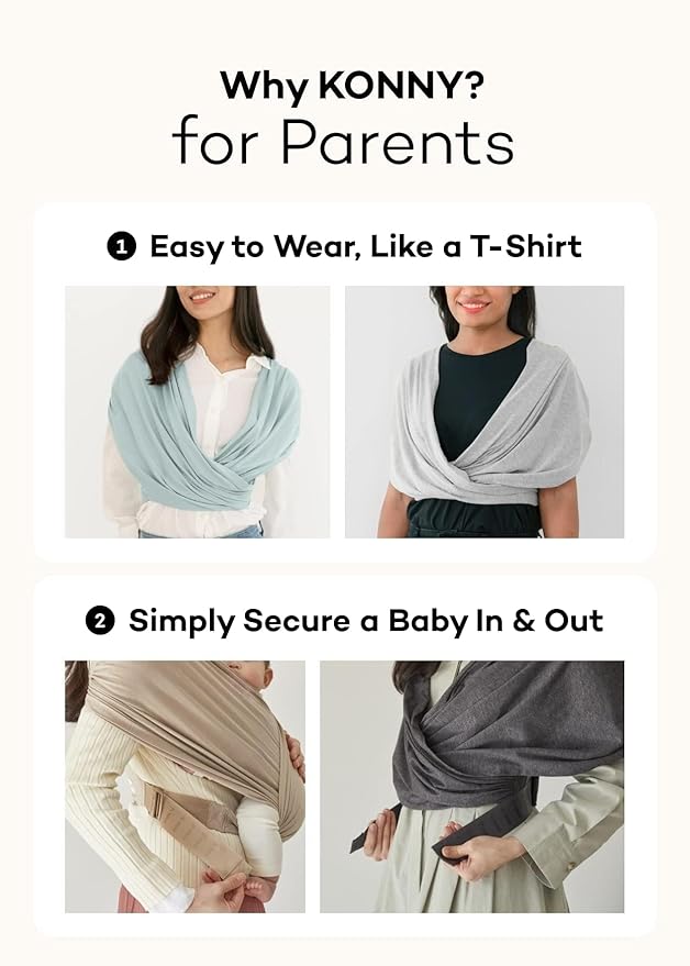 Konny Baby Carrier Flex SoftBreeze with Head Support - Adjustable, Easy to Wear, Hands-Free Breathable Baby Wrap Sling, Perfect for Newborn Babies Essentials up to 44 lbs (M-4XL) - Beige