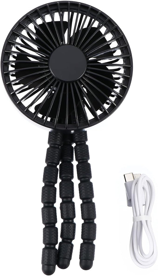 Portable Stroller Fan with Flexible Tripod, Mini Rechargeable USB Clip Fan for Strollers, Mute Operation and Outdoor Travel Cooling