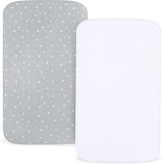 Stretchy Bassinet Sheets 2 Pack 33" x 20"-Fit for Mika Micky, Baby Delight, Dream On Me, ANGELBLISS, Papablic, Koola/KoolerThings, AMKE, Nordmiex 3 in 1,Maxi-COSI Bassinet Bedside Sleeper, Ultra Soft