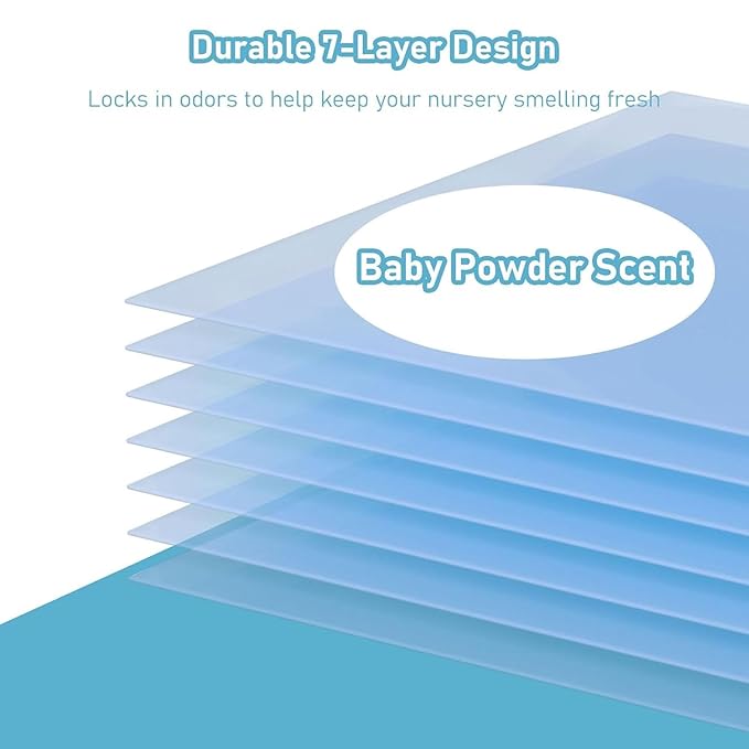 Jumbo Square Refills Disposal Bags Refill (Baby Powder Scent) Compatible with Diaper Genie Classic, Compact and Select Pails, Hold Up to 810 Newborn-Sized Diapers Per Refill, 6 Packs