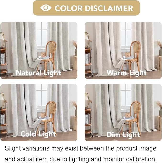 H.VERSAILTEX Velvet 100% Blackout Curtains for Living Room Full Light Blocking Curtains Thermal Insulated Room Window Drapes Soft Luxury Curtains Grommet Top 2 Panels (55" W x 108" L, Ivory)