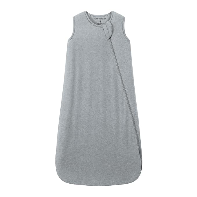 Mosebears Unisex Baby Sleep Sack 1.0 TOG, Supersoft Rayon Made from Bamboo Wearable Blanket with 2-Way Zipper (Grey,0-6 Months)