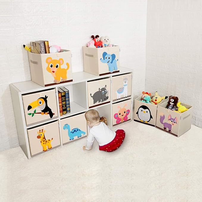 CLCROBD Foldable Animal Cube Storage Bins Fabric Toy Box/Chest/Organizer for Kids Nursery, 13 inch (Elephant)