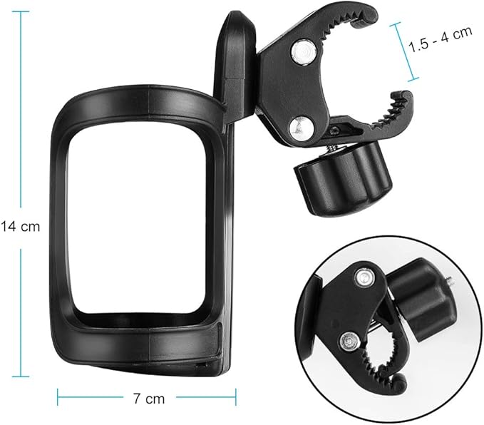 Accmor Stroller Cup Holder with Hook Set, Universal Cup Holder for Uppababy, Nuna, Doona Strollers, 360 ° Rotatable Bottle Holder for Stroller, Bike, Wheelchair, Walker, Scooter