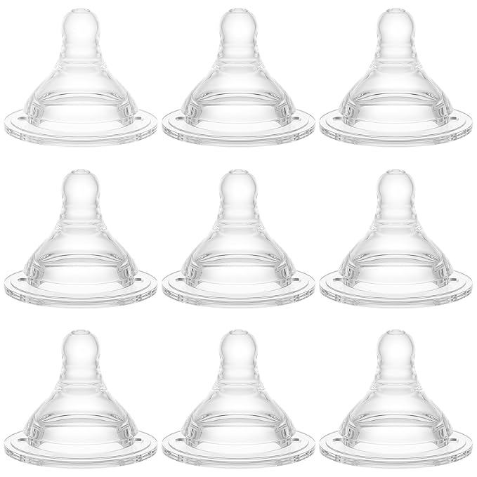 Gotocut Bottle Nipples Slow Flow Nipple Level 1, 0m+, Compatible with Wide-Neck Baby Bottle, 9 Count