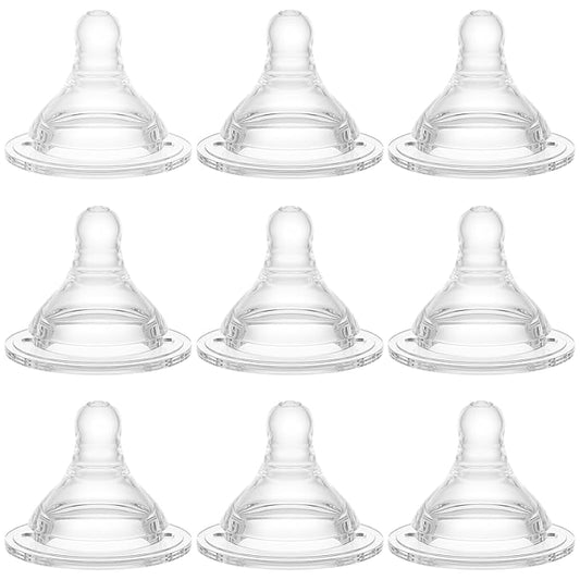 Gotocut Bottle Nipples Slow Flow Nipple Level 1, 0m+, Compatible with Wide-Neck Baby Bottle, 9 Count