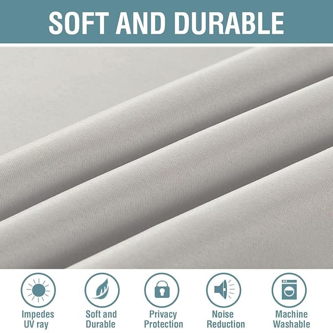 H.VERSAILTEX Blackout Curtain for Living Room Thermal Insulated Window Treatment Curtain Extra Long 108 inch Length Energy Saving Solid Grommet Top Blackout Drape, One Panel, Stone, 52" W x 108" L