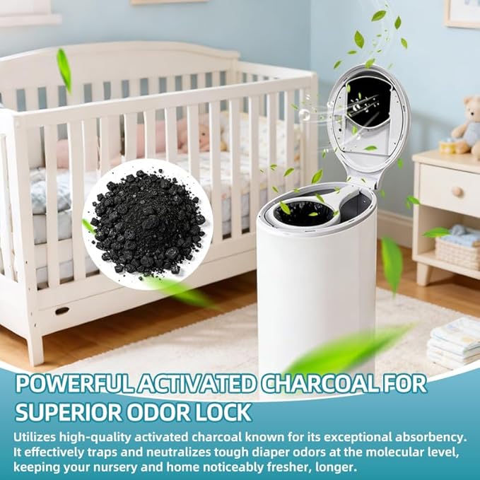 20 Pack Diaper Pail Deodorizer Refills with Hook & Loop Fastener, Activated Charcoal Filters Compatible with Ubbi Steel Diaper Pail, Secure Fit Prevents Falling, Odor Eliminating